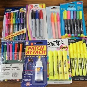 Crafters Bundle Highlighter and Marker Set - Yellow, Black, Blue, Pink